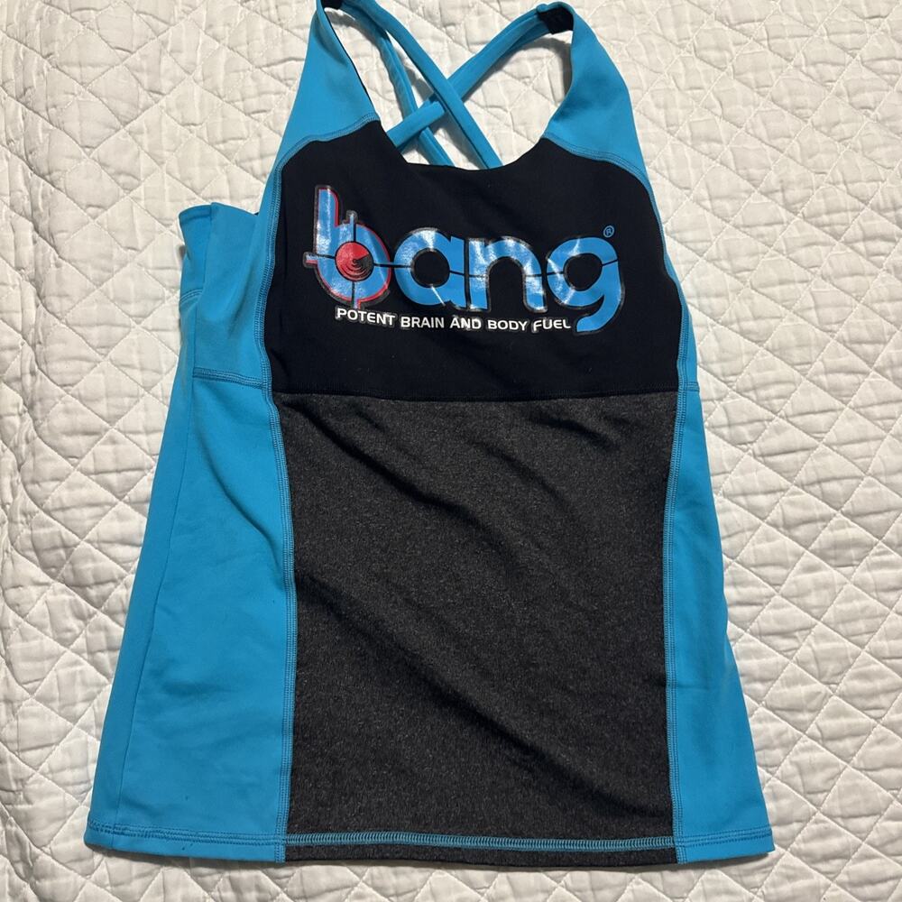 Bang Energy Revolution Women's Swimwear Swimdress Top Teal Blue & Black Sz S